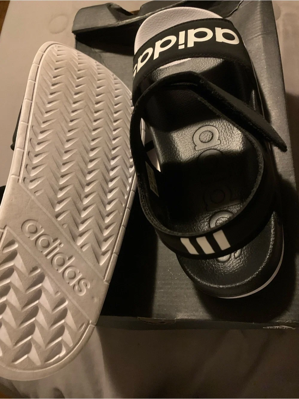 adidas Black and White Velcro Strap women’s Sandals